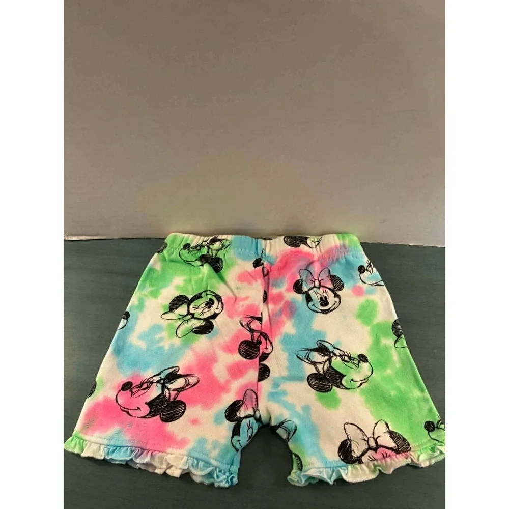 Disney Minnie Mouse 3pc Outfit Set Girls 4T Pink Green Tie Dye Excellent Hoodie